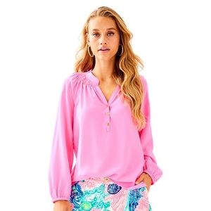Sold Out Lilly Pulitzer Pink Silk Elsa Blouse